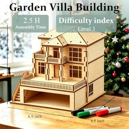 3D Wooden Puzzle for Adults DIY Miniature House Building kit Three Layer - Image 2