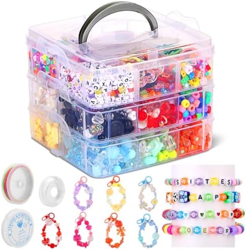 3123Pcs Assorted Acrylic Beads Kit for DIY Bracelets Making with Cute Candy Butterfly Flower Heart Kawaii Color Bead Charms for Creativity Fun Jewelry Craft Aesthetic to Make Necklaces Keychains by shynek