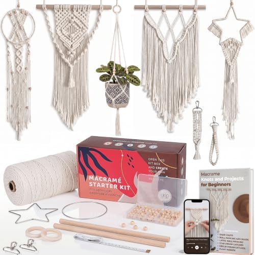 MIGO Creates Macrame Kits for Adults Beginners with 112 Macrame Supplies and 7 Projects Book: DIY Macrame Kit Includes 165 Yards Macrame Cord with Craft Supplies & Materials to Start Macrame! by MIGO+Creates