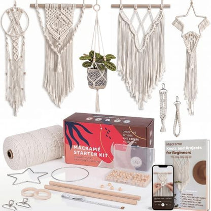 MIGO Creates Macrame Kits for Adults Beginners with 112 Macrame Supplies and 7 Projects Book: DIY Macrame Kit Includes 165 Yards Macrame Cord with Craft Supplies & Materials to Start Macrame! by MIGO+Creates