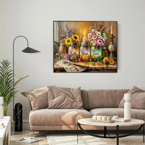 Faith Hope Love Wishing Bottle Paint by Numbers Kit for Adults 16x20 inch - Image 4