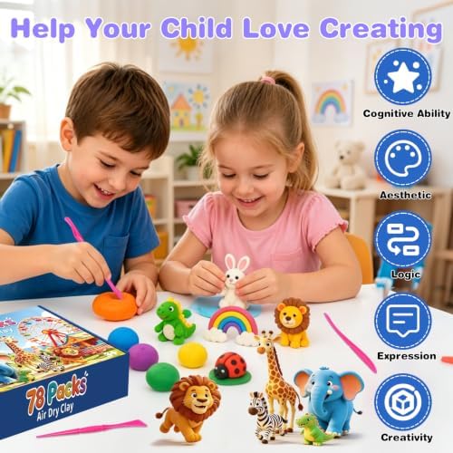 EDIFON Air Dry Clay, 78 Colors Foam Magic Modeling Clay for Kids DIY Crafts - Image 4