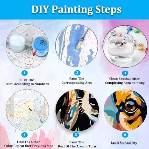 Artunion Framed Paint by Numbers Kit for Adults Beginners & Kids Ages 8-12,Colorful Dachshund Dog Paint by Number with Frame,Dog Animal Paint by Numbers Kit on Canvas 10 * 10 Inch Without Easel - Image 6