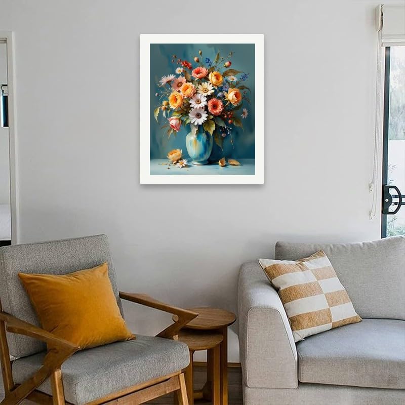Flower Bouquet Paint by Numbers Kit for Adults - DIY Mixed Flowers in Ceramic Vase Painting on Canvas 16x20 Inches, Acrylic Paint Set, Suitable for Beginners, Art for Home Decoration or Gifts - Image 4