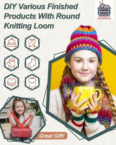 UCDRMA Knitting Looms for Beginners, Crochet Loom Knitting Kit with Step-by-Step Instructions, Cost-Effective 3 Size Round Knitting Loom, Easy & Quick Hat Knitting Loom Set/Scarf Loom Knitting Set - Image 7
