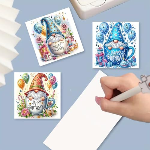 DIY Diamond Greeting Cards Set, 5D DIY Diamond Art Painting Festival Style Greeting Card, DIY Christmas Card Making Kits for Family Friends Handmade Gift-#29-Birthday Goblin - Image 5