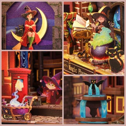 DIY Book Nook Kit, 3D Wooden Puzzle Miniature House Kit Adult, Magic Alley - Image 3