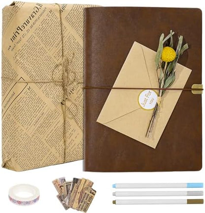 Vienrose Photo Album Scrapbook Kit, 9x6.5 Inch, 60 Pages, Dark Brown by Vienrose