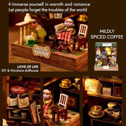 Book Nook Kit, DIY Miniature House Kit with LED, 3D Wooden Puzzles for Adults Mini House Building Kit, Dollhouse Kit Bookshelf Insert Decor Creative Gifts (K078-079-080.) - Image 3