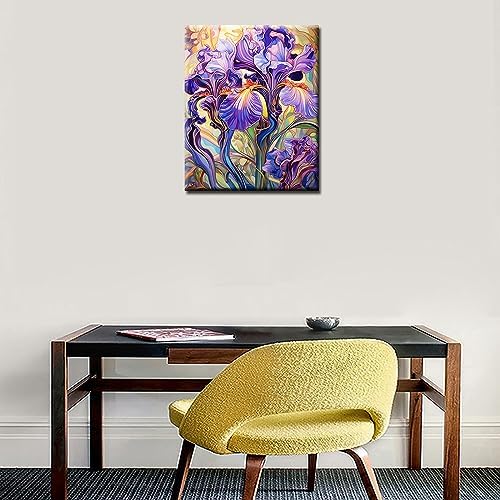 Abstract Violet Flowers Painting by Numbers for Adult Kids Garden Wildflower Paint by Numbers on Canvas Tropical Plants Easy to Paint with Brushes and Acrylic Pigment Room Decor 16x20inch(DIY Framed) - Image 2