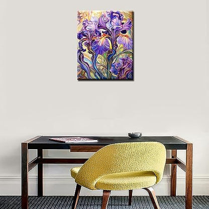 Abstract Violet Flowers Painting by Numbers for Adult Kids Garden Wildflower Paint by Numbers on Canvas Tropical Plants Easy to Paint with Brushes and Acrylic Pigment Room Decor 16x20inch(DIY Framed) - Image 2