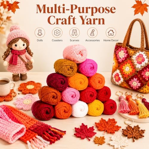 MAQIHAN 15x20g Acrylic Yarn for Crocheting - Soft Knitting Yarn for Crafts - Image 4