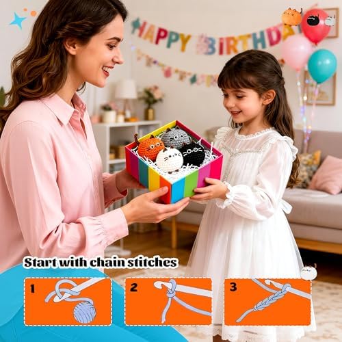 Joyclub Crochet Kit for Beginners 4 Cat Family with Video for Adults - Image 2