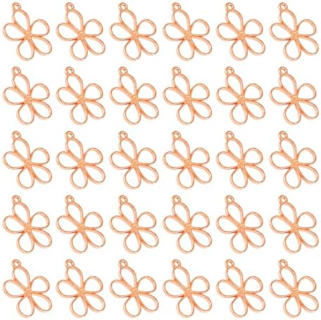 30PCS Open Bezel Pendants, Hollow Flower Alloy Frame Charms for Resin Jewelry Making, DIY Earrings Necklace Bracelet Craft Supplies by AUXBC