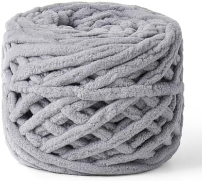 Plush Chenille Chunky Velvet 100g (49.2yd) - Fluffy Yarn Crochet & Knitting - Soft Baby Amigurumi Yarn (Grayish) by OMoiut