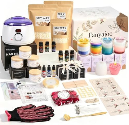 Fanyajoo Candle Making Kit,Candle Making Kit for Adults & Beginners–1200g Soy Wax，Digital Wax Melting Pot, Floral Candle Molds, Gift Boxes,Complete DIY Set，Perfect for Home Crafts & Giftin by Unknown