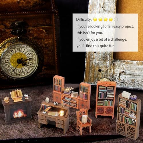 DIY Book Nook Kit: 3D Wooden Puzzle Shelf Insert with LED Light - Miniature Dollhouse Bookend Decor for Adults and Teens - Creative Gift - Image 5