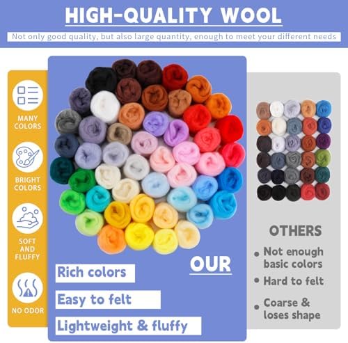 IMZAY 50 Colors Needle Felting Wool 5.4 Oz Wool Roving Yarn for Beginners - Image 3