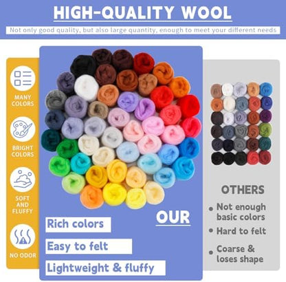 IMZAY 50 Colors Needle Felting Wool 5.4 Oz Wool Roving Yarn for Beginners - Image 3
