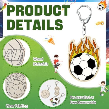 RattanView 24 Pcs Soccer Craft Color Your Own Keychains Diy Craft - Image 4