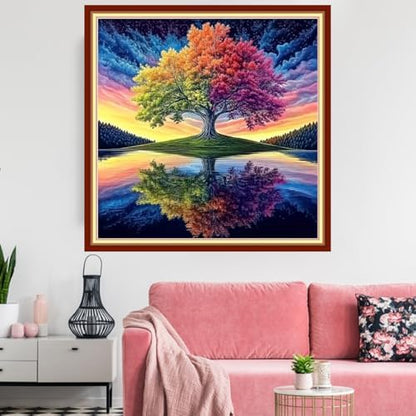 Redxing Stamped Cross Stitch Kits Embroidery kit for Beginners Adults Full Range of Embroidery Patterns Starter Kits DIY Printed Cross Stitch Kits Needlepoint Kits 11CT-Reflection Tree 18x18 inchs - Image 2