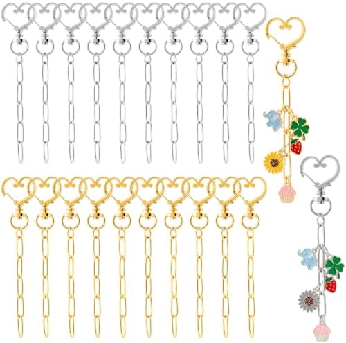 20pcs Keychain Bag Charm Kits, 0.95x4.13in, A2 Style, Gold & Silver by Unknown