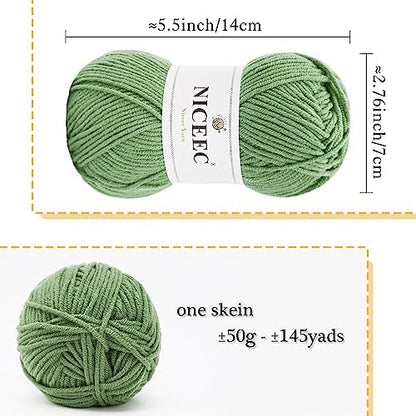 NICEEC 300g Soft Assorted Colors Yarn 100% Acrylic 870yds -Series 12 - Image 2