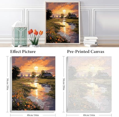 Framed Paint by Numbers Kit for Adults 16x20 Inch, Countryside Sunset - Image 3