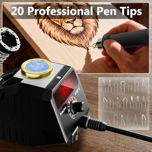 Wood Burning Kit,40W Wood Burning Pen with Adjustable Temperature 482°F–1382°F & Digital Display, Wood Burning Tool Kit with 20pcs Tips and Heat-Resistant Handle for Wood & Leather Crafts - Image 4