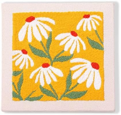 LB Orange Floral Punch Needle Kit Frame, Punch Needle Kits Adults Beginner Hand Embroidery Starter Kit with Flower Pattern and Instructions Punch Needle Embroidery Kit Include Embroidery Hoop Threads by LB
