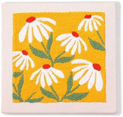 LB Orange Floral Punch Needle Kit Frame, Punch Needle Kits Adults Beginner Hand Embroidery Starter Kit with Flower Pattern and Instructions Punch Needle Embroidery Kit Include Embroidery Hoop Threads by LB