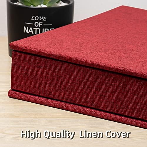 Super Large Photo Album Self Adhesive Scrapbook Album for 4×6 5×7 8×10 10×12 or Bigger Pictures DIY Magnetic Linen Cover Album 80Sheets/160Pages DIY Photo Album(Red) - Image 2