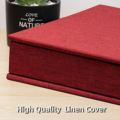 Super Large Photo Album Self Adhesive Scrapbook Album for 4×6 5×7 8×10 10×12 or Bigger Pictures DIY Magnetic Linen Cover Album 80Sheets/160Pages DIY Photo Album(Red) - Image 2