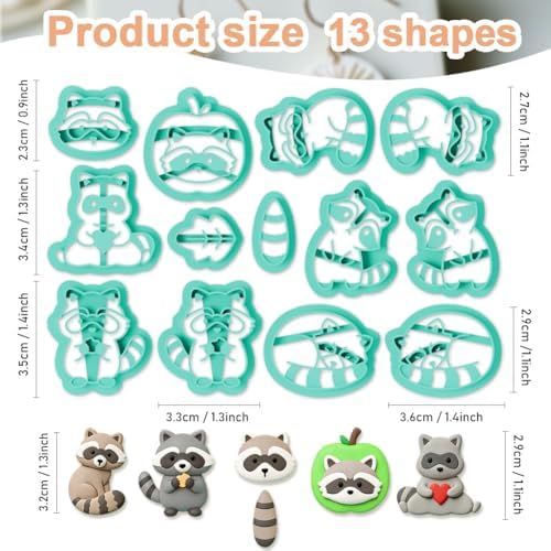 13Pcs Raccoon Polymer Clay Cutters Leaves Clay Earrings Cutters for Adults Cute Polymer Jewelry Cutter for Earrings Making Party DIY Craft Supplies - Image 2