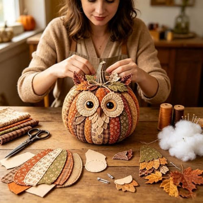DIY Animal Pumpkin Sewing Kit - Autumn Fabric Animal Pumpkin Craft Set for Adults Beginners - Thanksgiving Handmade Fall Patchwork Craft Kit for Holiday Decor - Image 6