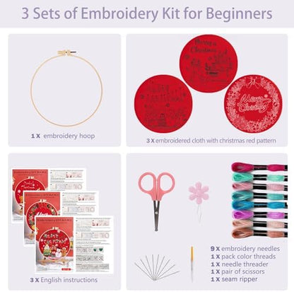 Offizon 3 Sets Embroidery Kit for Beginners Adult DIY Cross Stitches - Image 2