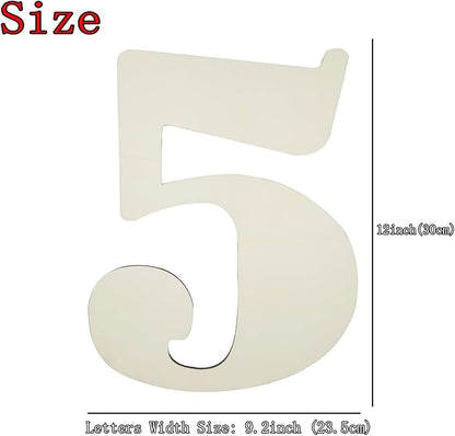 12 Inch Large Unfinished Wood Number, Paintable Unfinished Blank Wooden Numbers Board Unfinished Wood Slices for Birthday Wedding Graduate Party Wall Hang Decor - 5