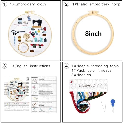 Crafmanoe Hand Embroidery Kits for Beginners Adults, Crewel Embroidery DIY Kits, Stamped Cross Stitch Kits for Beginners Adults Craft Kits for Women, Entire Set of Embroidery Supplies & Video Tutorial - Image 5