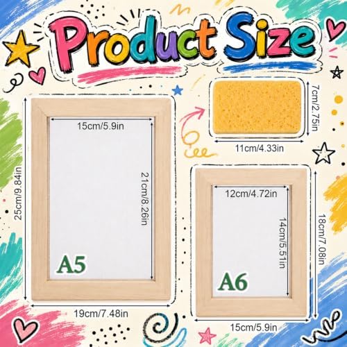 3 Pcs Paper Making Kit, A5 & A6 Paper Making Screen with Wooden Mold Sponge DIY Handmade Papers Makings Supplies Gift for Craft Lovers - Image 2