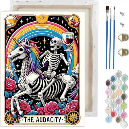 Skull Paint by Numbers Kit for Adults, DIY Canvas Oil Painting 10x12In by TCDZMYGS