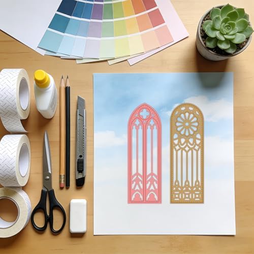 Retro Glamorous Gothic Windows Cutting Dies Making Die Cut Carbon Steel Die Cuts Stencils Blessing Card Scrapbooking Embossing Template Dies for Birthday Greeting Card Album Decor - Image 3