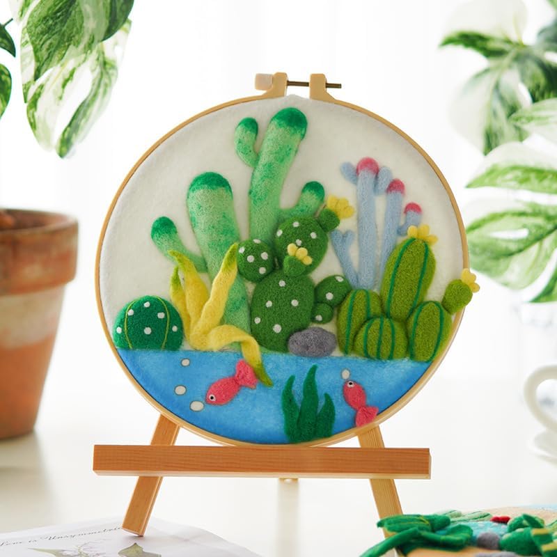 Hilsayum Succulent Needle Felting Kit Beginner,Cactus Felting Kits for Beginners Adult,Needle Felting Wool Kit Wool Painting Kit - Image 4
