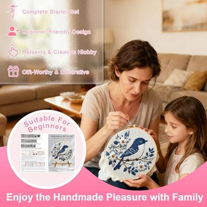 Huacan Embroidery Kit for Beginners Adult, Include Embroidery Cloth Hoops Threads for Craft Lover Hand Stitch with Embroidery Skill Techniques - Image 6