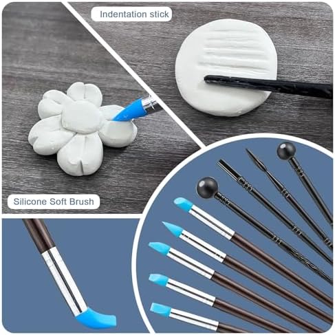 1DFAUL 29Pcs Sculpting Tools Kit with Air Dry Clay Glaze & Varnish (Matte) - Image 3
