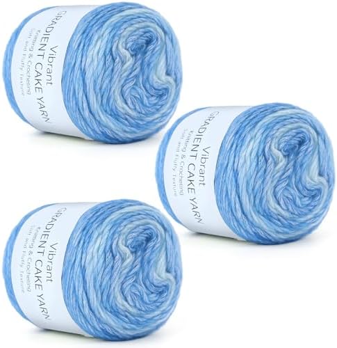 Aeelike Cake Yarn for Crocheting, Soft Ombre Crochet Yarn, Light Blue by Aeelikescrochetworld