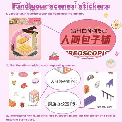ASTARON 12 Sets DIY Large Size Sticker Scene Book,Make Own Shop Room - Image 5