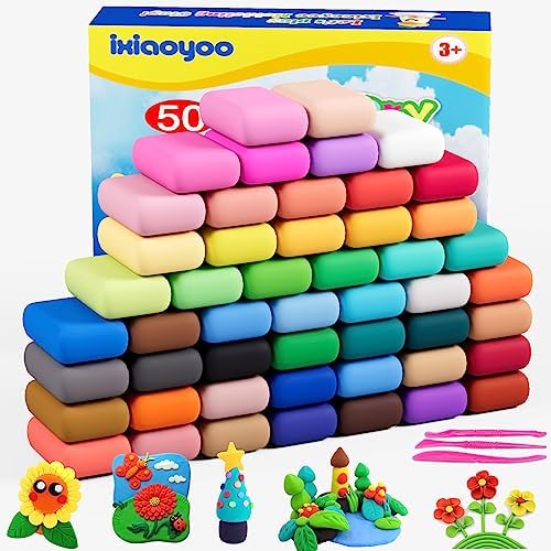 Ixiaoyoo Air Dry Clay, 50 Colors Foam Modeling Clay for School Projects by Ixiaoyoo