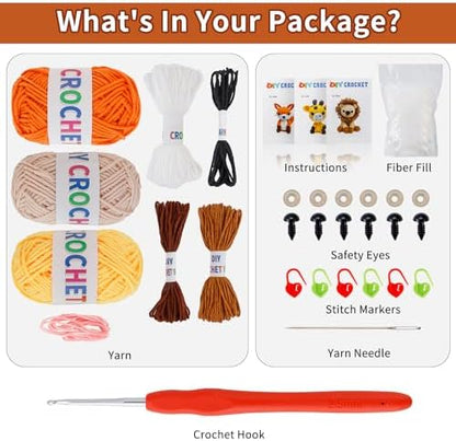 Crochet Kit for Beginners Crochet Animal Kit Crafts for Adults with Step by Step Video Tutorial Hobbies for Women Crochet kit Crochet Animals Beginner Crochet kit DIY Knitting Supplies - Image 2