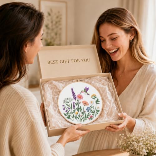 Nuberlic Embroidery Kit for Beginners, 3 Pack Floral Stamped Embroidery Starter Kit with Hoop, Pre Printed Flower Patterns, Threads, Needles and Step by Step Instructions, DIY Needlework Gift - Image 5
