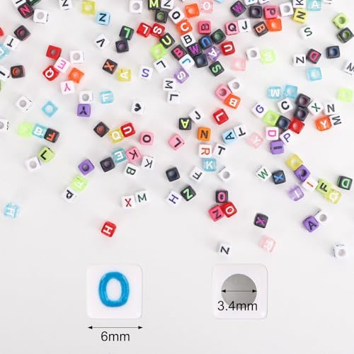 Quefe 1440pcs Multicolor Cube Acrylic Letter Beads, 5 Colors - Image 2